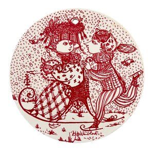 Bjorn Wiinblad Nymolle Denmark Ceramic Wall Plaque January 5.8" Winter Art